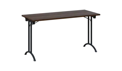 SLA 140 lak skládací jednací stůl 1394x600, deska 25 mm, podnož černý lak, deska ořech královský